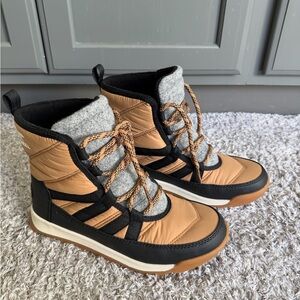 Sorel Whitney Tan and Black Winter Boots